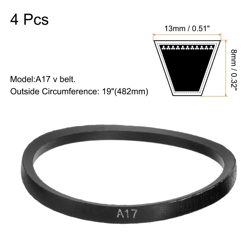 يو إكس سيل uxcell 4 قطع A17 أو 4L190 حزام على شكل حرف V مطاطي كلاسيكي ملفوف، 17 بوصة (432 مم) محيط داخلي، حزام على شكل حرف V - Image 2